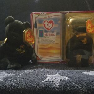 Ty Black Beanie Baby with Gold Accents